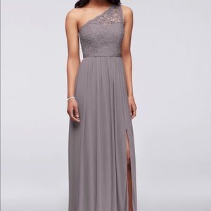 Women’s David’s Bridal gray bridesmaid dress
